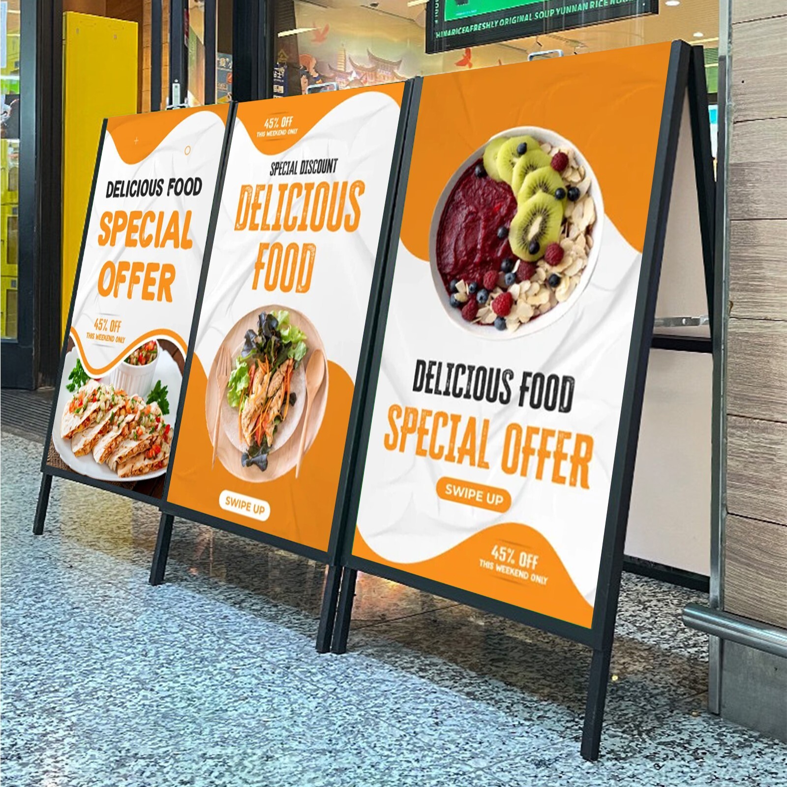 24" x 36" Heavy-Duty Double-Sided Folding Metal A-Frame ，Sidewalk Sign Frame