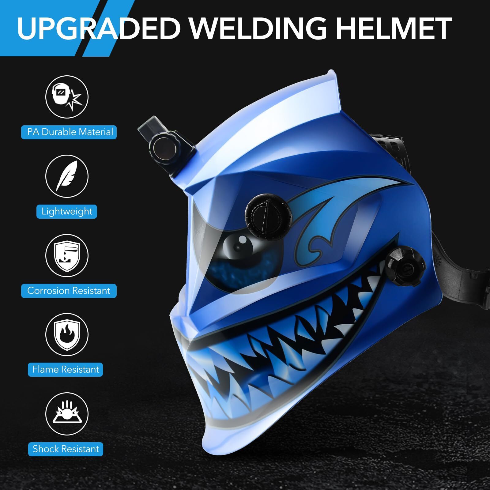 TRQWH True Color Auto-Darkening Welding Helmet with LED Light & Grind Mode