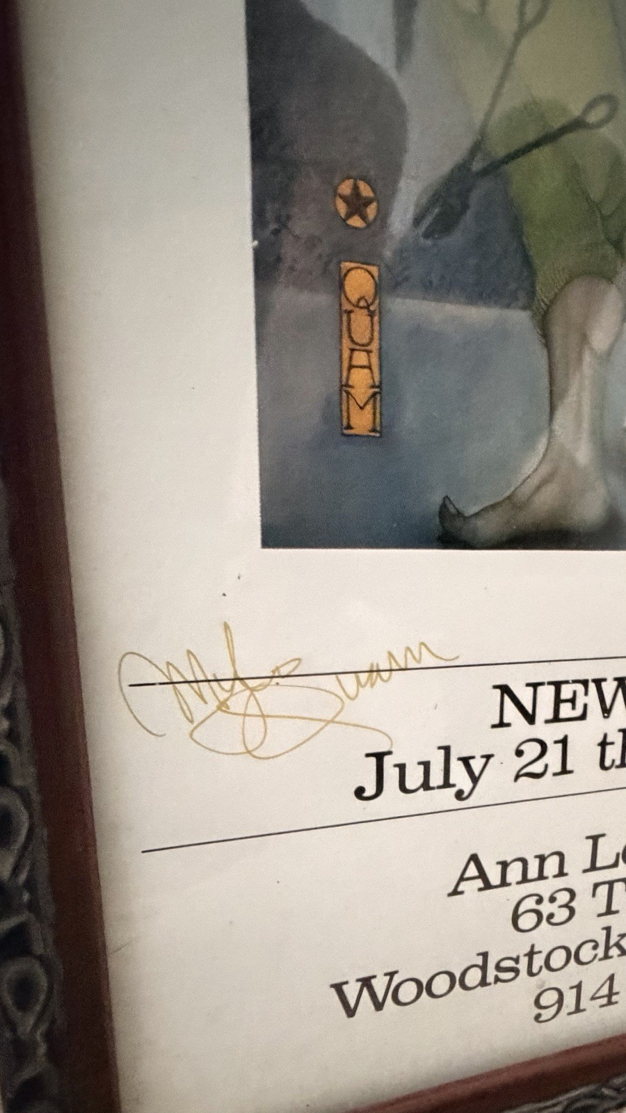 MYLO QUAM ORIGINAL AUTHENTIC AUTOGRAPHED PRINT 1990 WOODSTOCK NY EXHIBITION