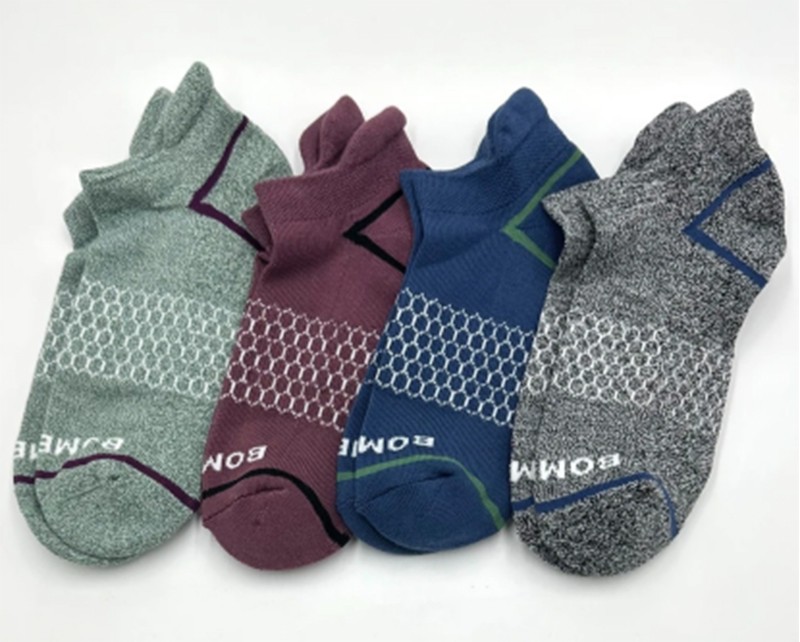 BOMBAS 4 pairs Men's honeycomb Cushion Ankle Socks 4 Colors Mix Size Large