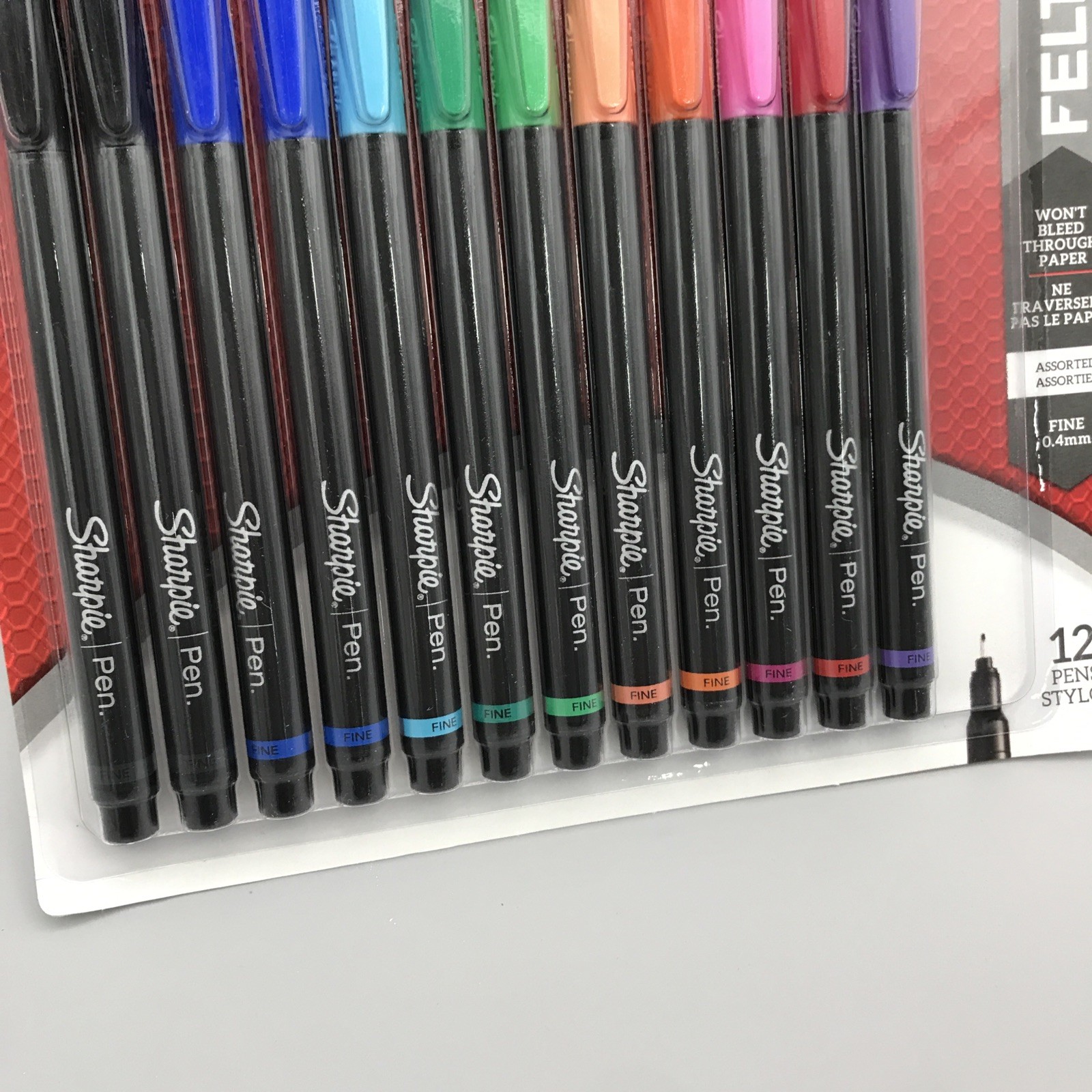 Sharpie Felt Tip Pens, Fine Point Pens (0.4mm), 12 Count, Assorted Colors New