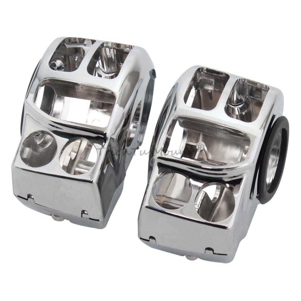 2Pcs Chrome Hand Control Switch Housing Covers For Harley Road King Street Glide