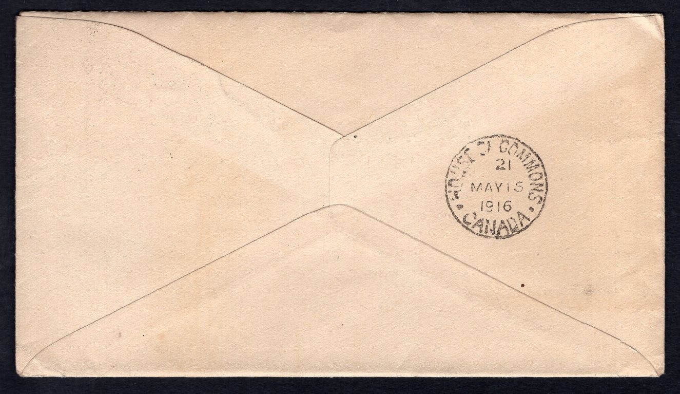 CANADA House of Commons 1916 CDS Receiver on Cover from Stanford University USA