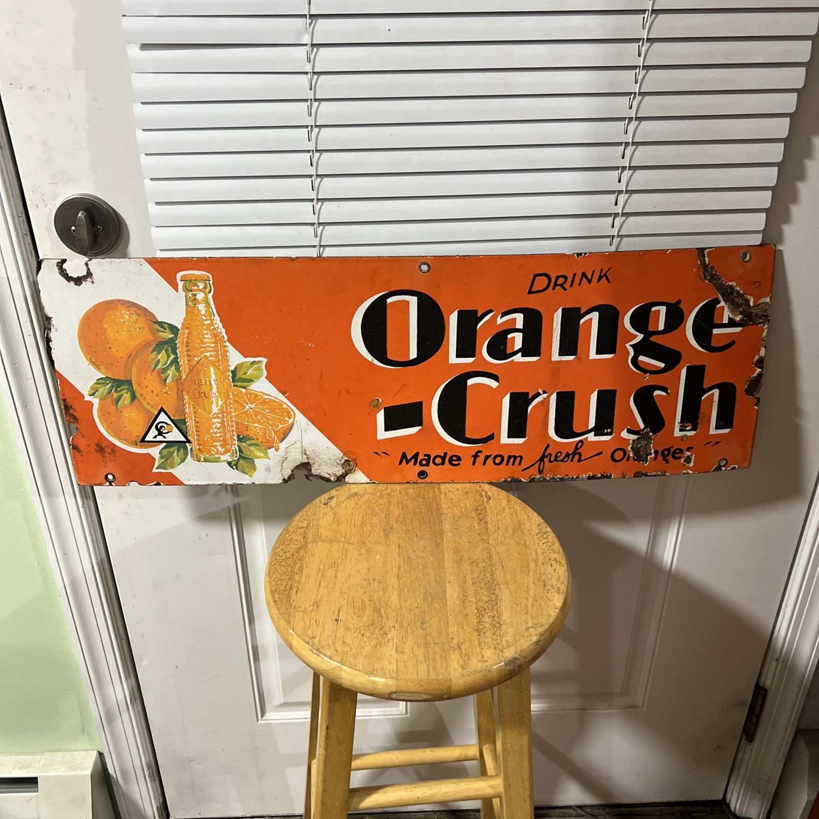 VINTAGE ORANGE CRUSH SODA PORCELAIN SIGN 30” x 10”