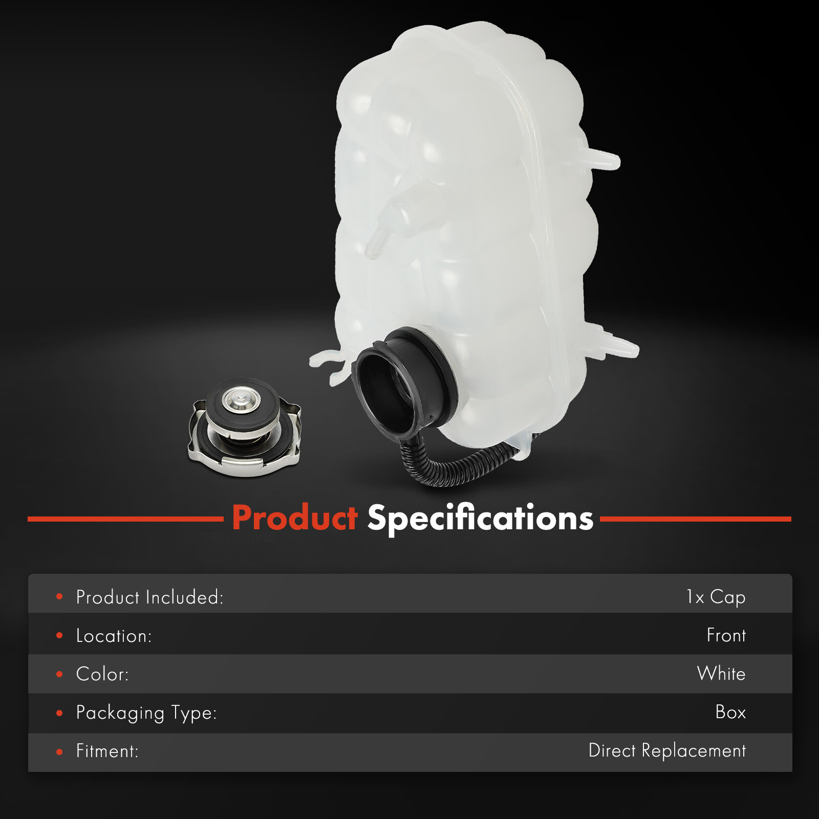 Coolant Expansion Tank Reservoir for Fiat 500 2012-2017 1.4L Naturally Aspirated