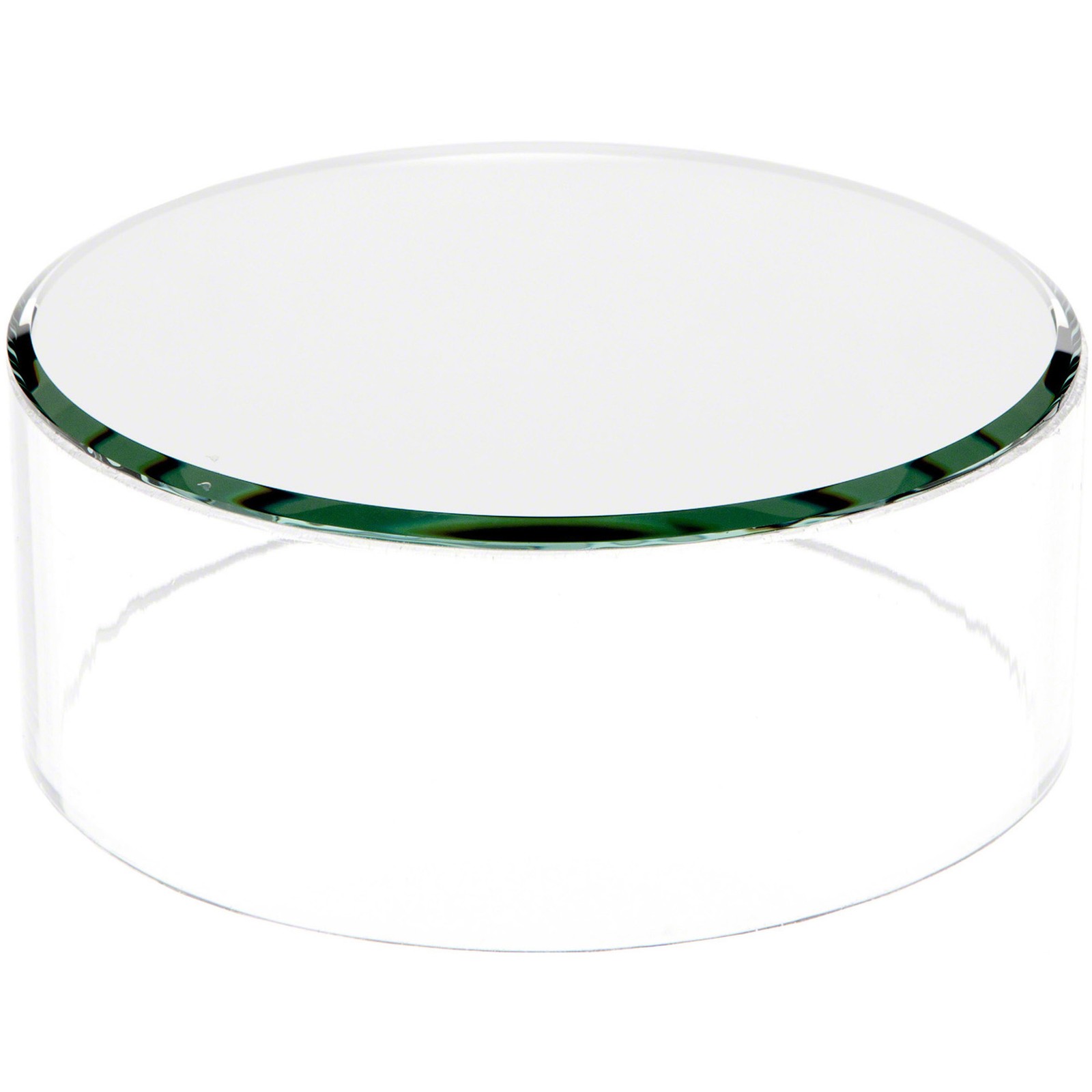 Plymor Clear Acrylic Cylinder Display Riser with Mirror Top, 2" H x 5" D