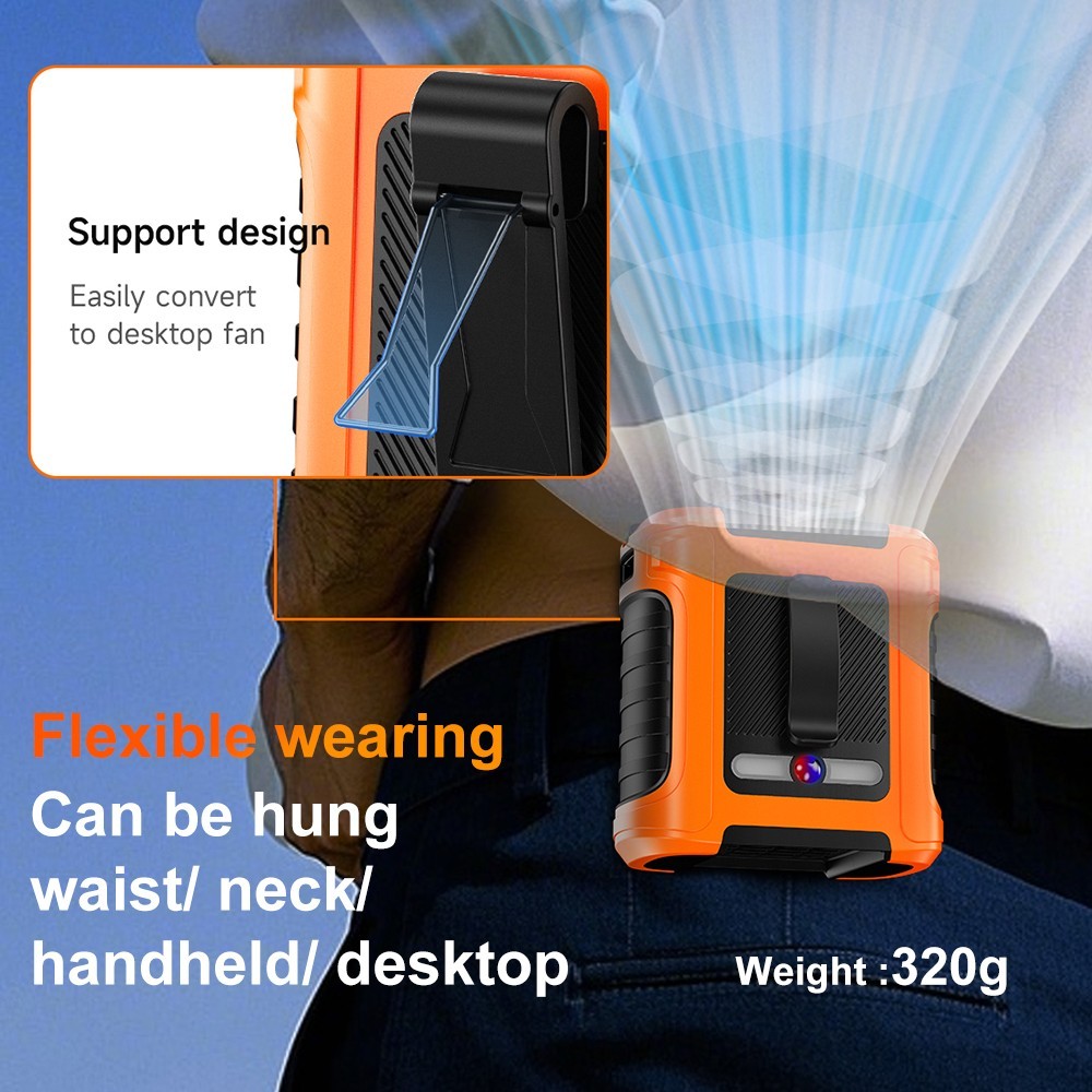 Personal Portable Waist Clip Fan USB Rechargeable Neck Hanging Air Conditioner