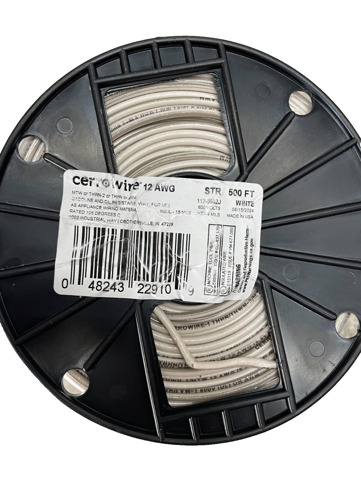 500 ft. #12 White Stranded 12 Gauge 12 AWG THHN Wire