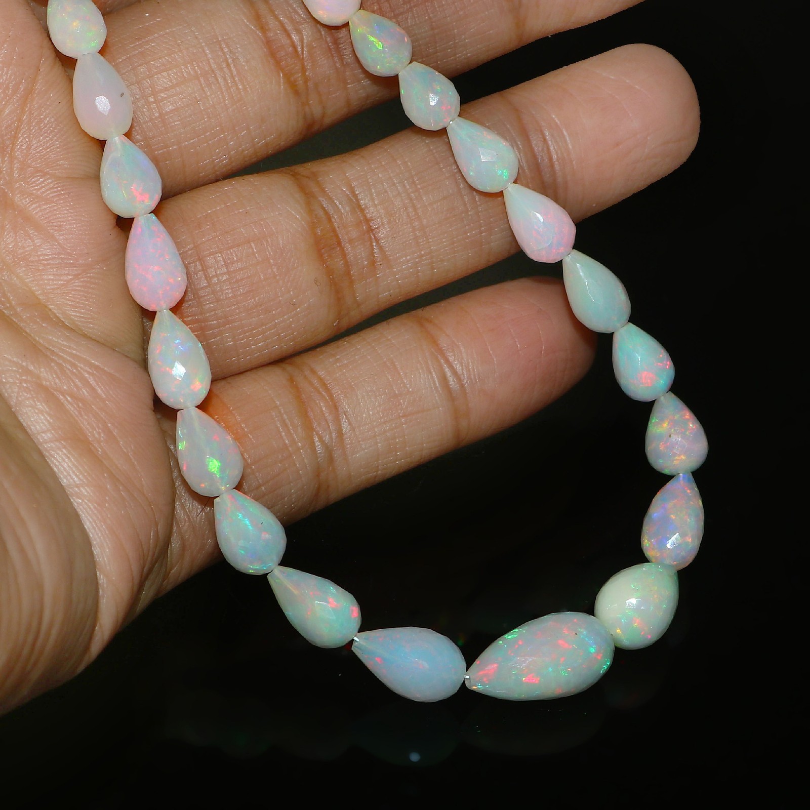 Top Quality Opal Beads Faceted Teardrop Rainbow Opal Beads Gift For Dad 511