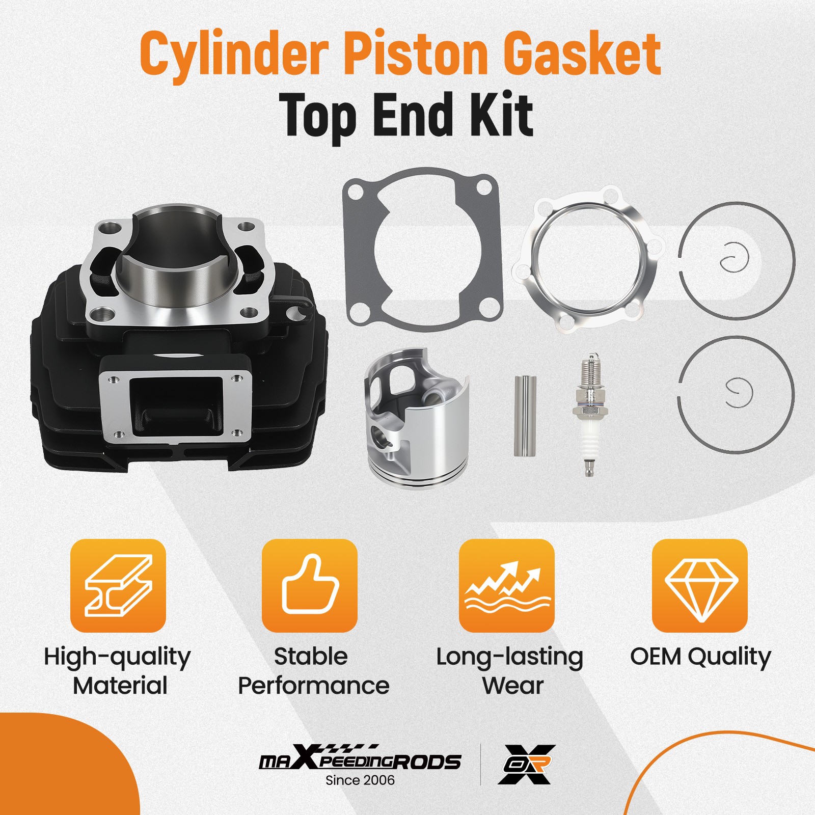 Cylinder Piston Gasket Top End Rebuild Kit 66mm For 1978-1981 Yamaha DT175