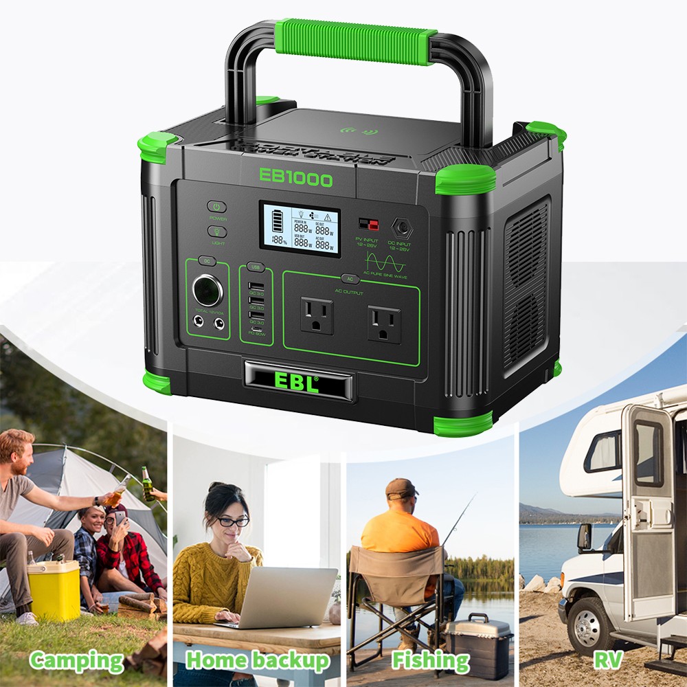 EBL 1000W/999Wh LiFePO4 Lithium Battery Portable Power Station Power Sup⁣ply