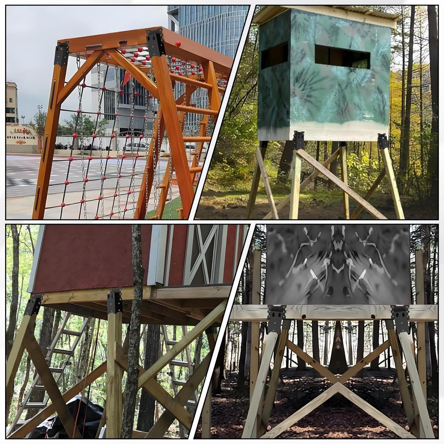 8 PACK Deer Blind Brackets, Outdoor 4 x 4 Platform Bracket, 14 Gauge Steel