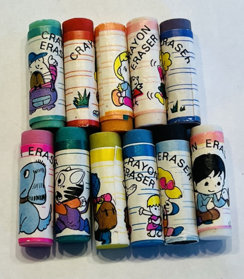 Vintage Erasers Set Cute 1980s Kawaii Collectible Erasers Kawaii Set of 11 BIN79