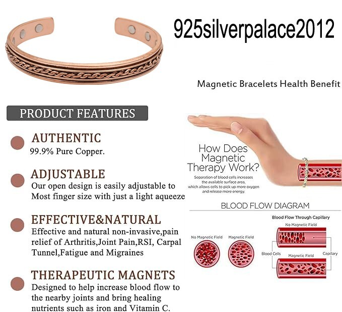 5 Pcs Pure Copper Magnetic Therapy Arthritis Pain Relief Bangle Jewlery LOT-053