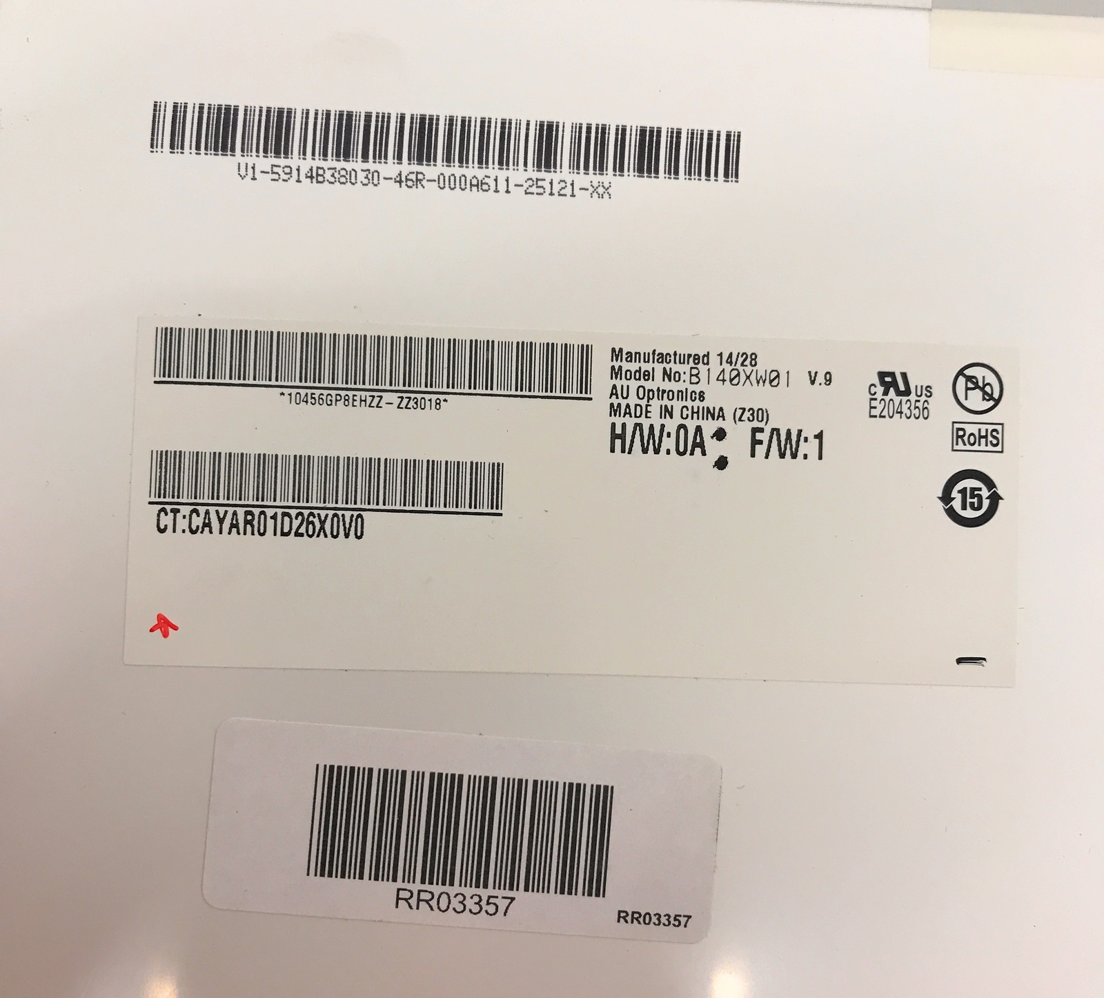 Panasonic CF-53 ToughBook 14" AU Optronics OEM LCD Matte Screen B140XW01 V.9