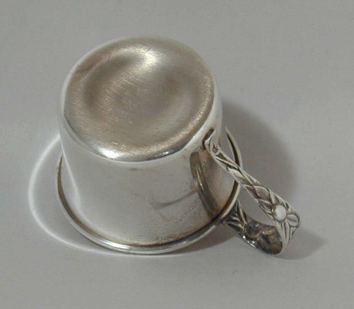 Antique Manchester Sterling 885 Art Nouveau Floral Fruit Baby Cup 925 Silver Vtg