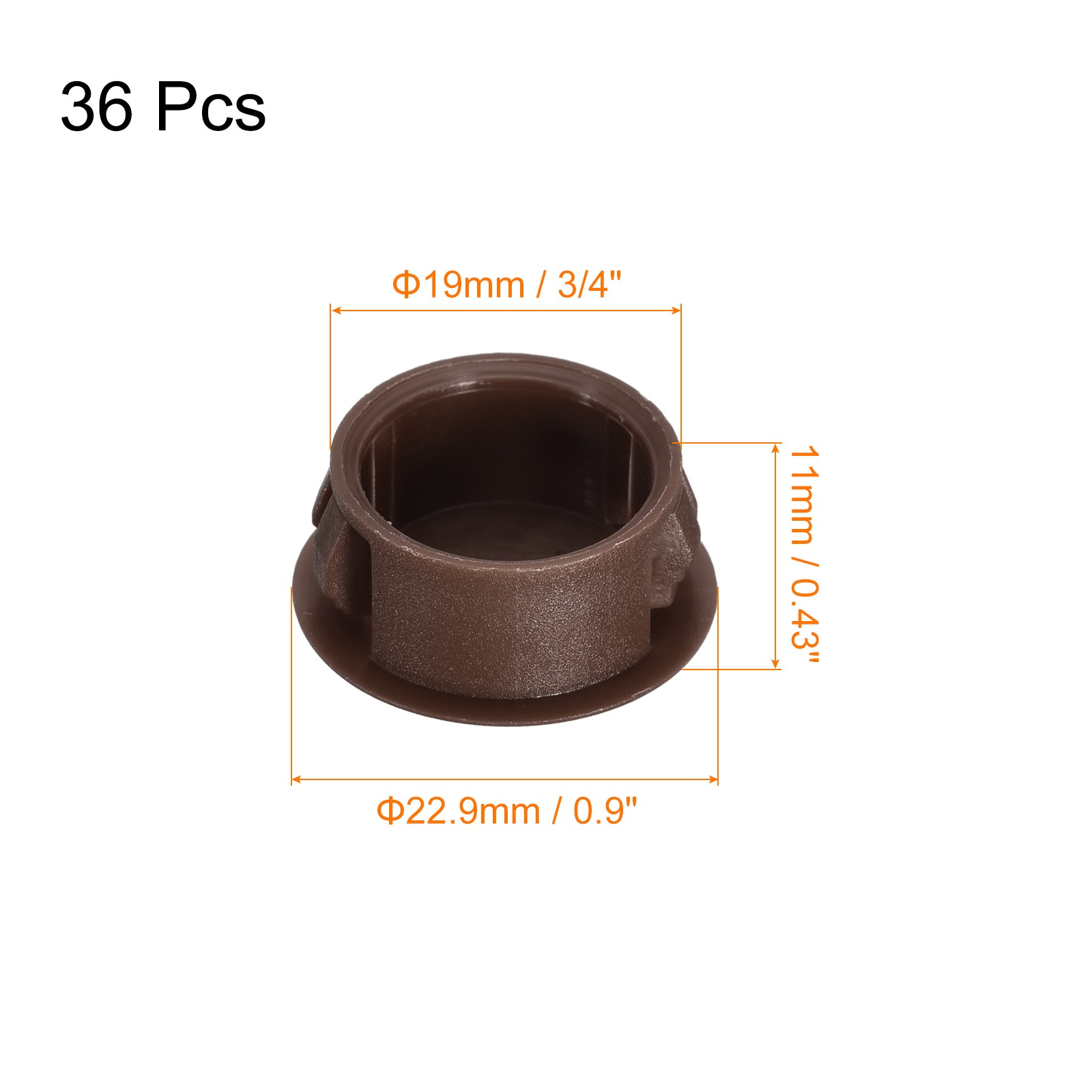 36Pack 19mm(3/4") Plastic Hole Plugs Panel Flush Type Knockout Brown