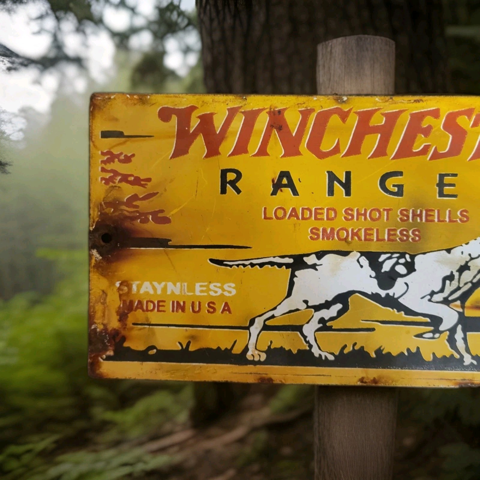 Vintage Winchester Porcelain Sign Ranger Smokeless Smith Wesson Colt Hunting USA