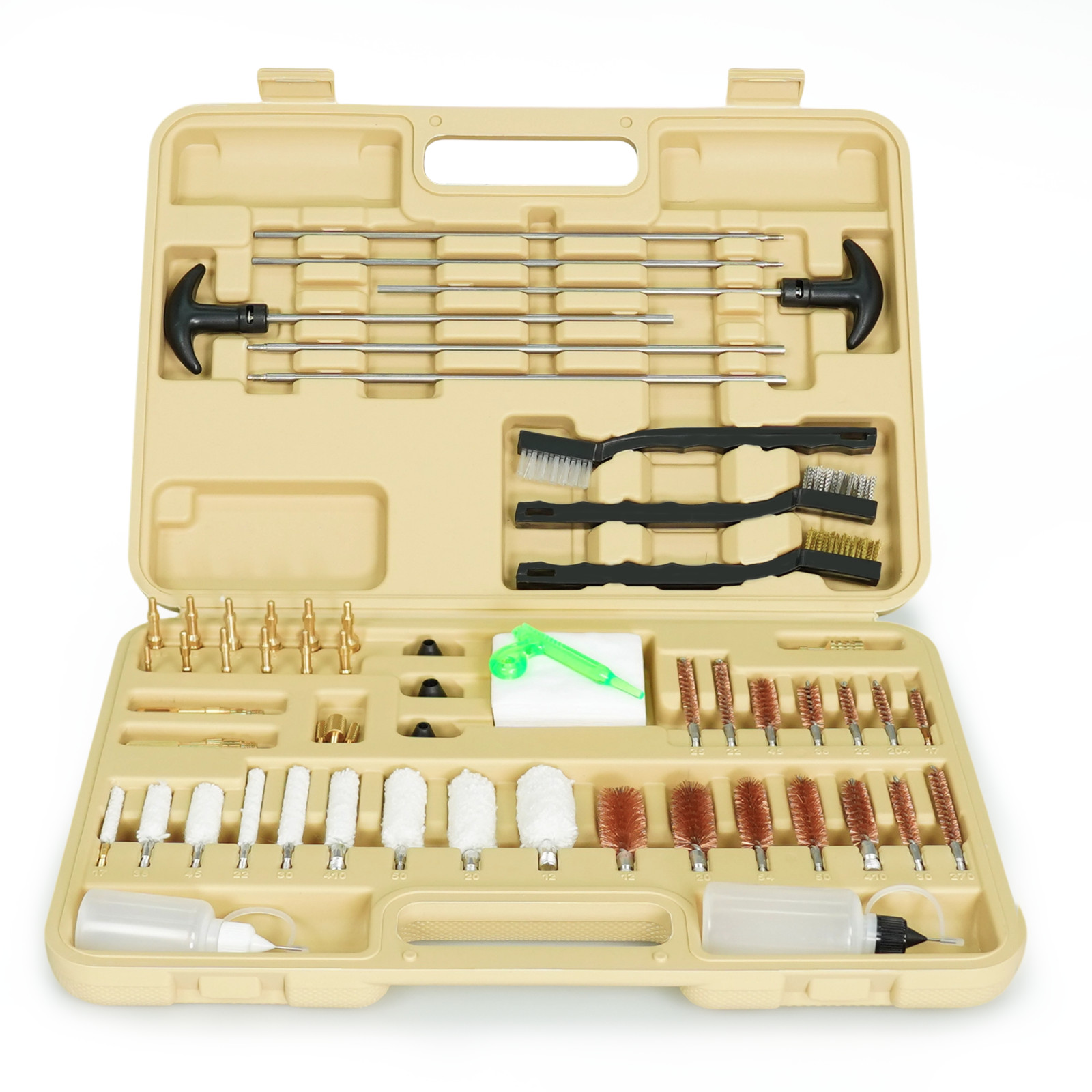 108 Pcs Universal Gun Cleaning Kit for Pistol, Shotgun, Rifle w/ Bore Light&Case