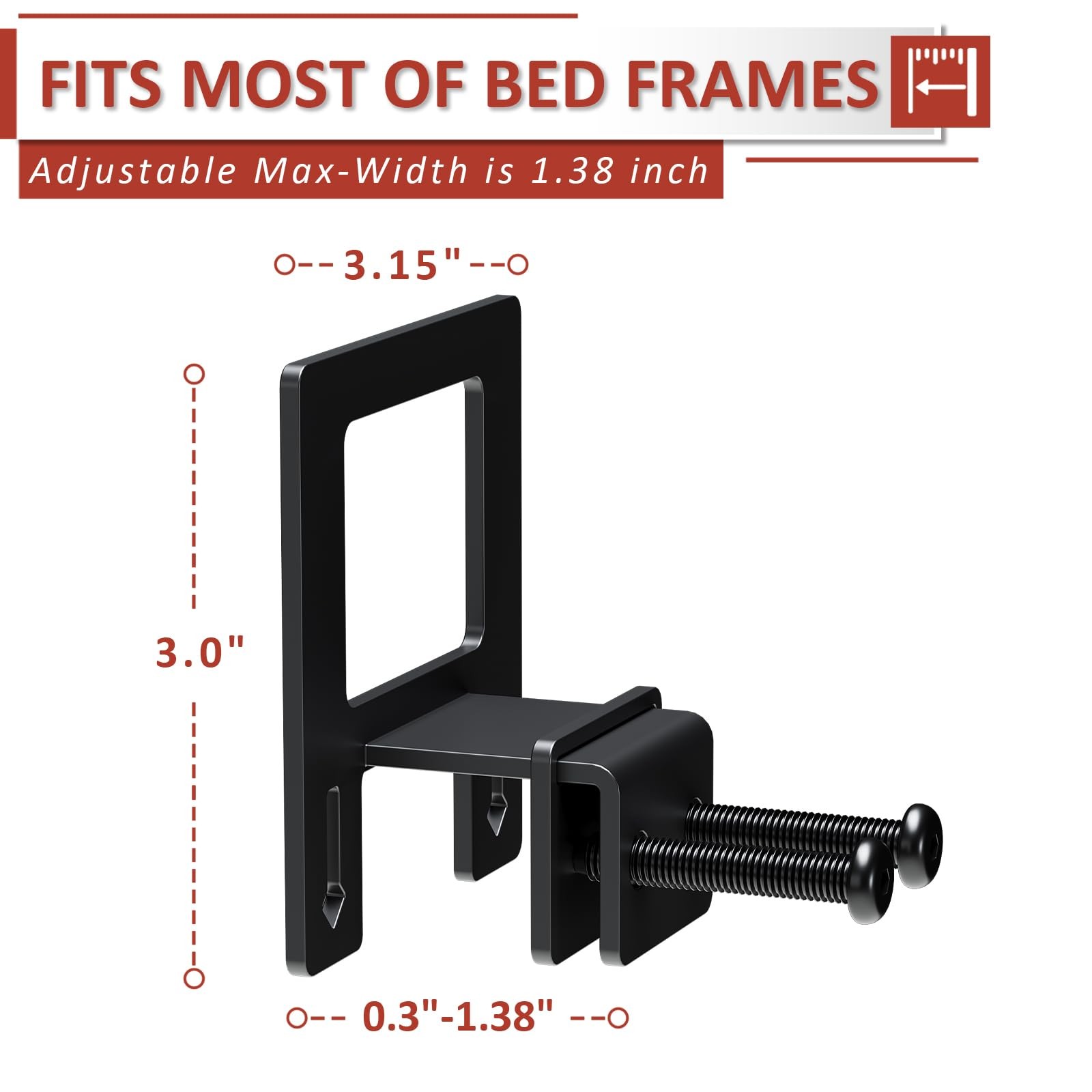 6-Pack Non-Slip Mattress Grippers for Metal Full, Twin, Queen, King, Black