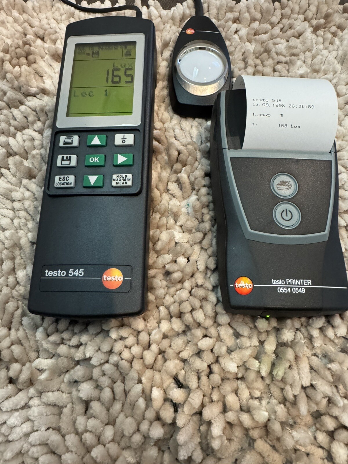 Testo 545 Illuminance Meter Photometer Printer 0554 0549