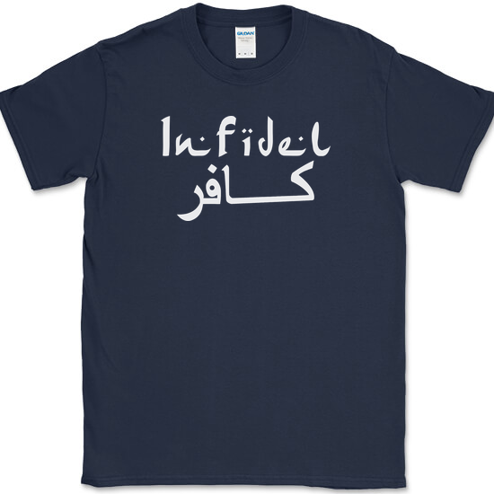 INFIDEL T-SHIRT Funny Military Humor Patriot America USA Novelty Tee