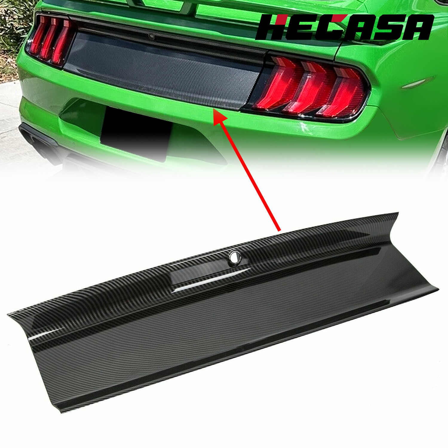 FOR 2015-2023 19 FORD MUSTANG CARBON FIBER LOOK TRUNK DECKLID PANEL TRIM COVER