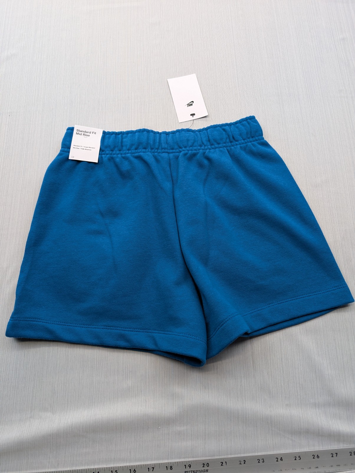 New Nike Club Fleece Mid-Rise Shorts Womens Size Small 3" Blue Green