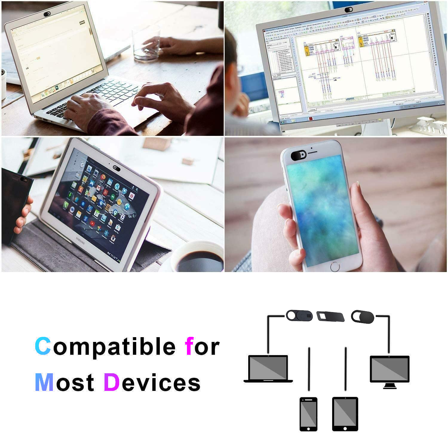 8PCS WebCam Cover Slide Camera Protect Privacy Security For Phone Laptop PC