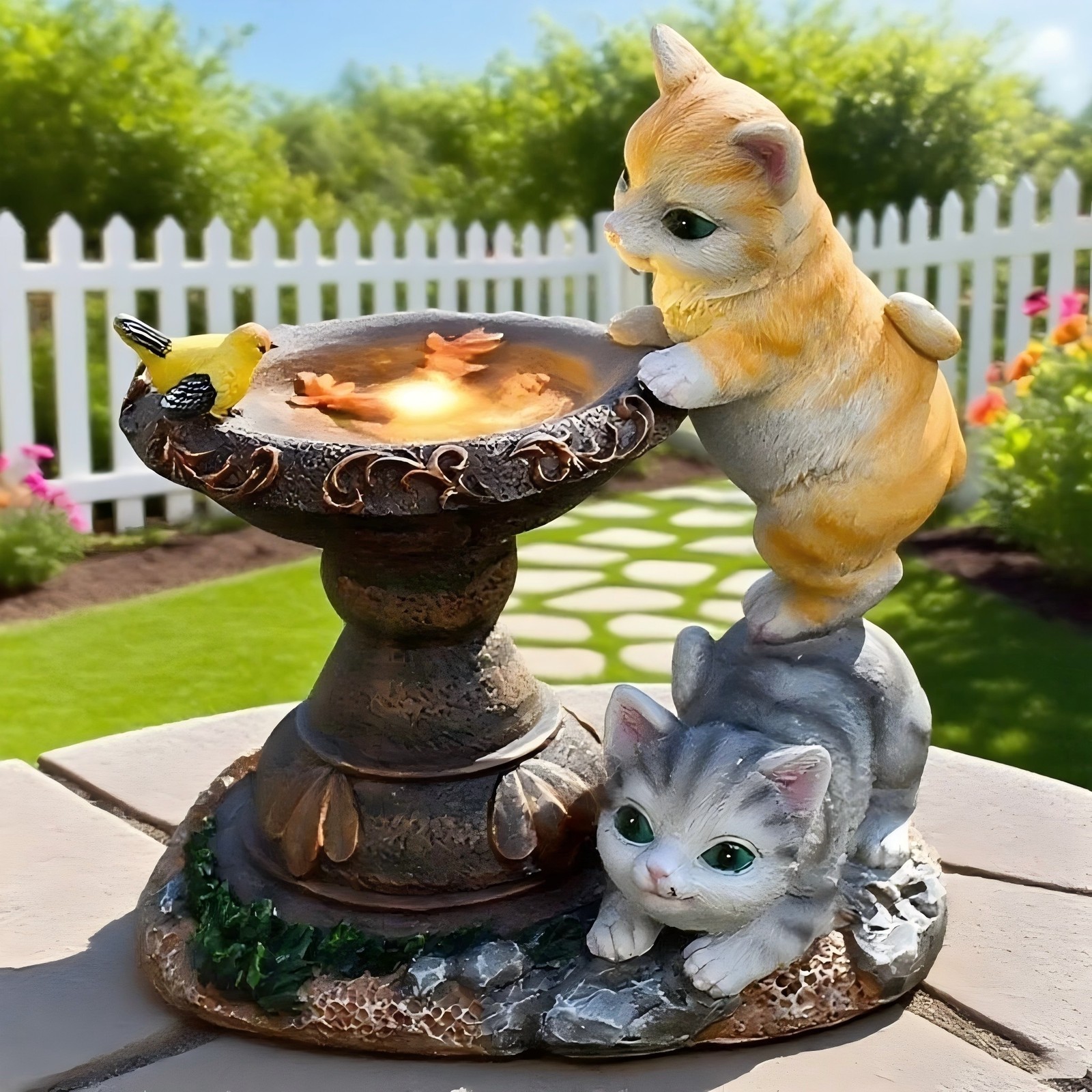 Solar-Powered Cat Statue Garden Lantern & Outdoor Decor Art Piece
