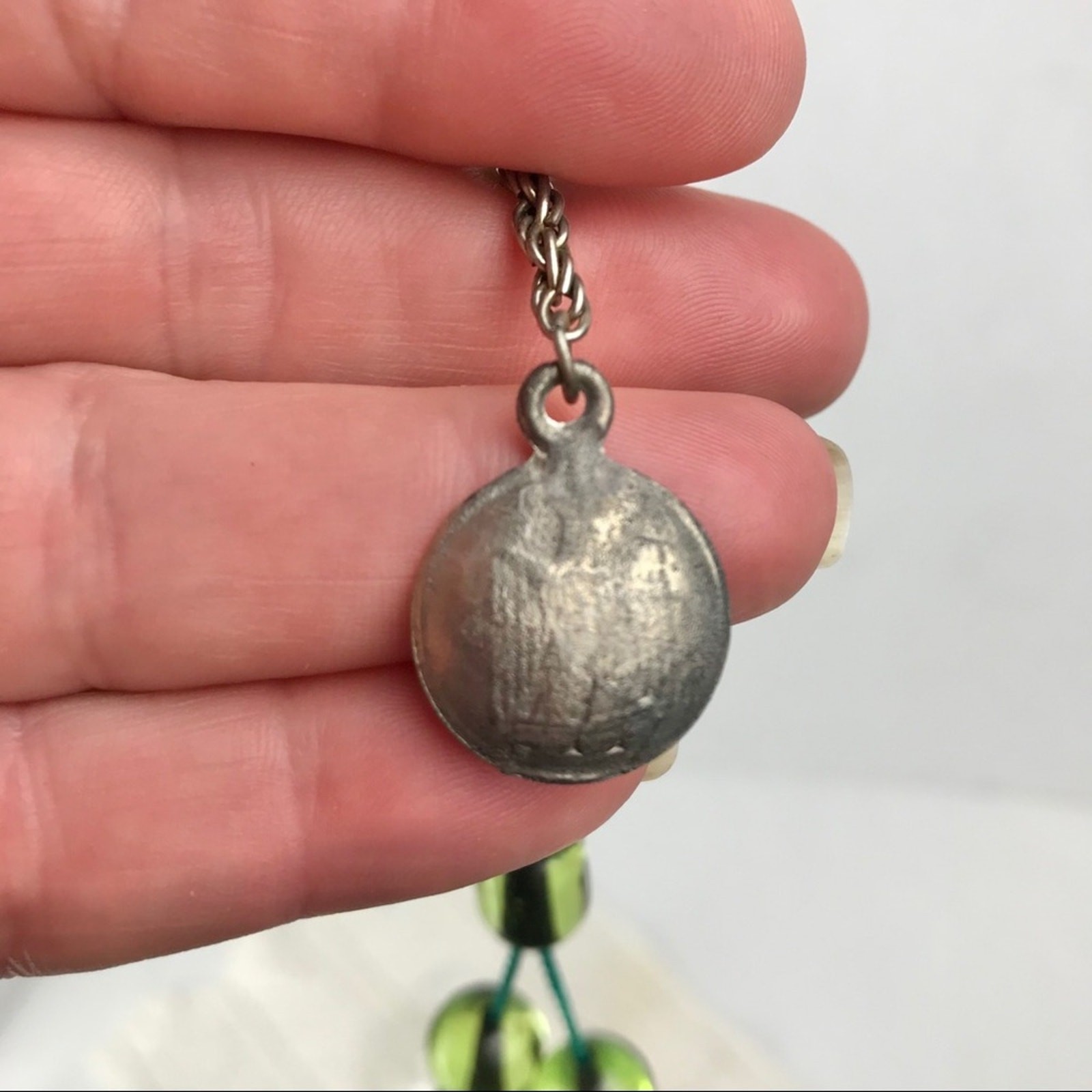 Vintage Middle Eastern Prayer Beads Green Eagle Medallion Meditation Worry