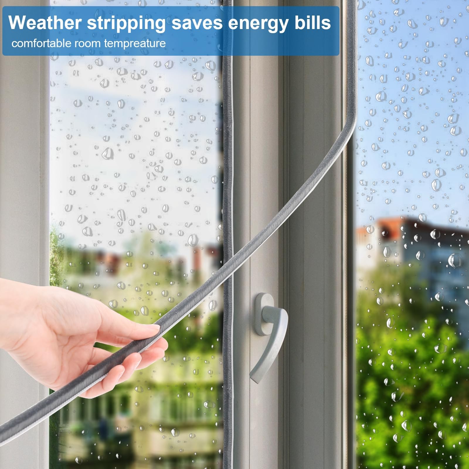 33 Ft Weather Stripping Door Seal. Self-Adhesive Soundproofing Weather Stripping