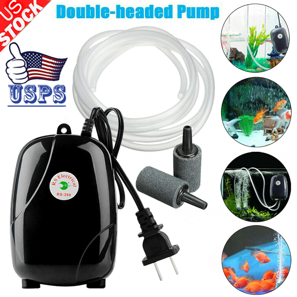 Silent Air Pump Large Aquarium Fish Tank Pump Hydroponic Oxygen 2 Outlet Pump