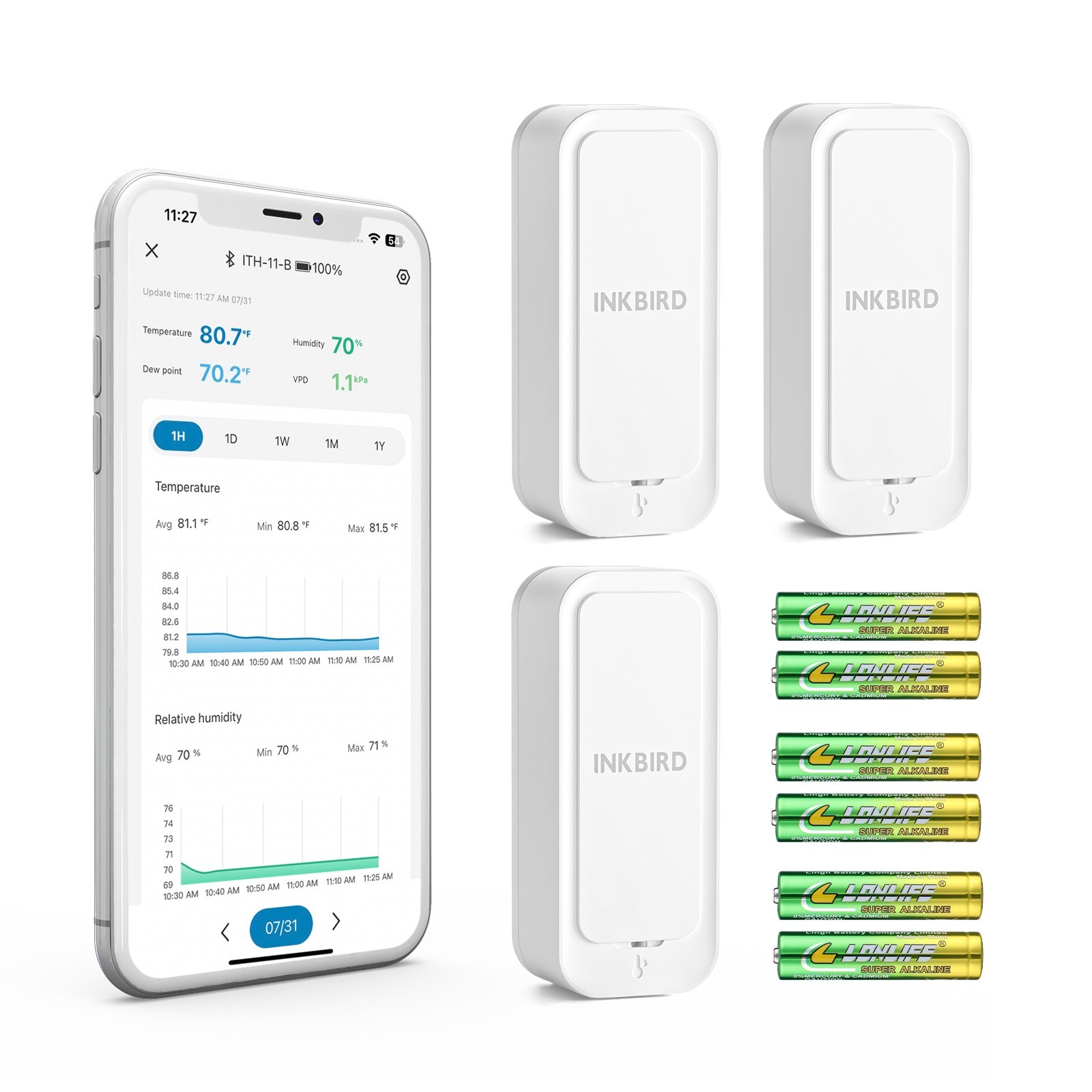 Bluetooth Digital Thermometer Indoor Temperature Humidity Monitor Data Storage