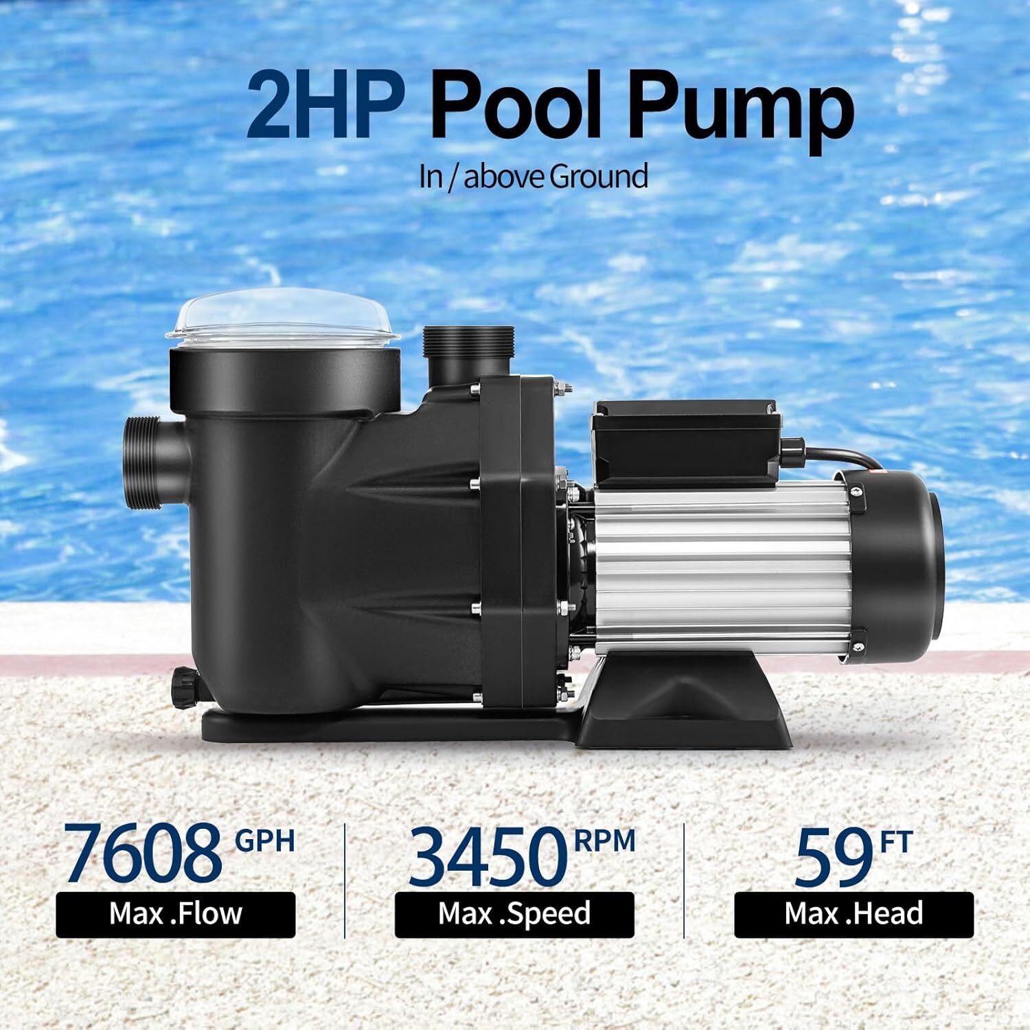 Hayward 2.0HP 2-Speed Swimming Pool Pump w/Motor Strainer Basket In/Above Ground