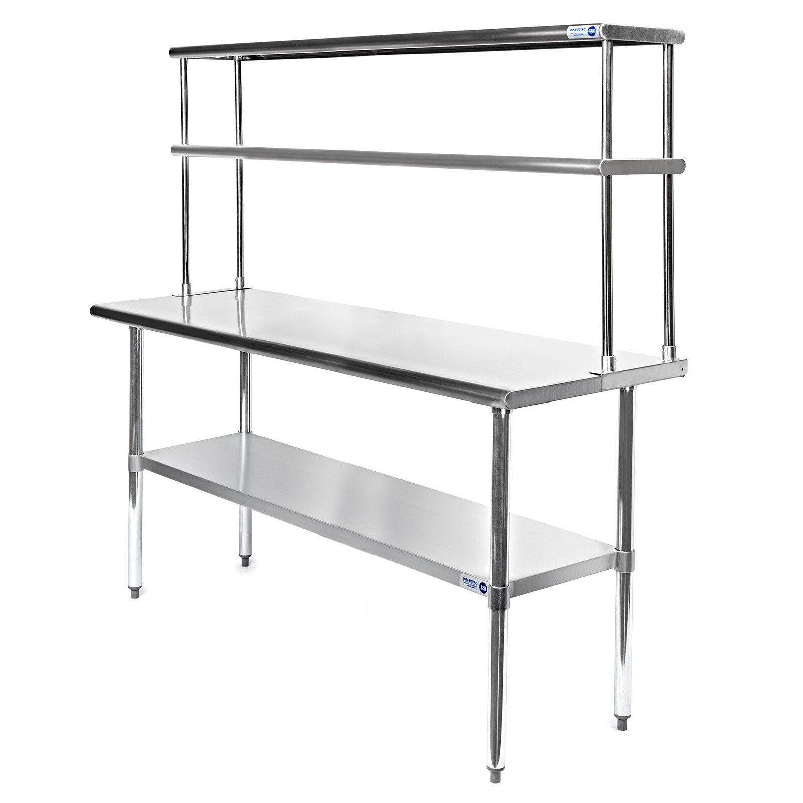 Stainless Steel Commercial Kitchen Prep Table with Double Overshelf- 30" x 60"