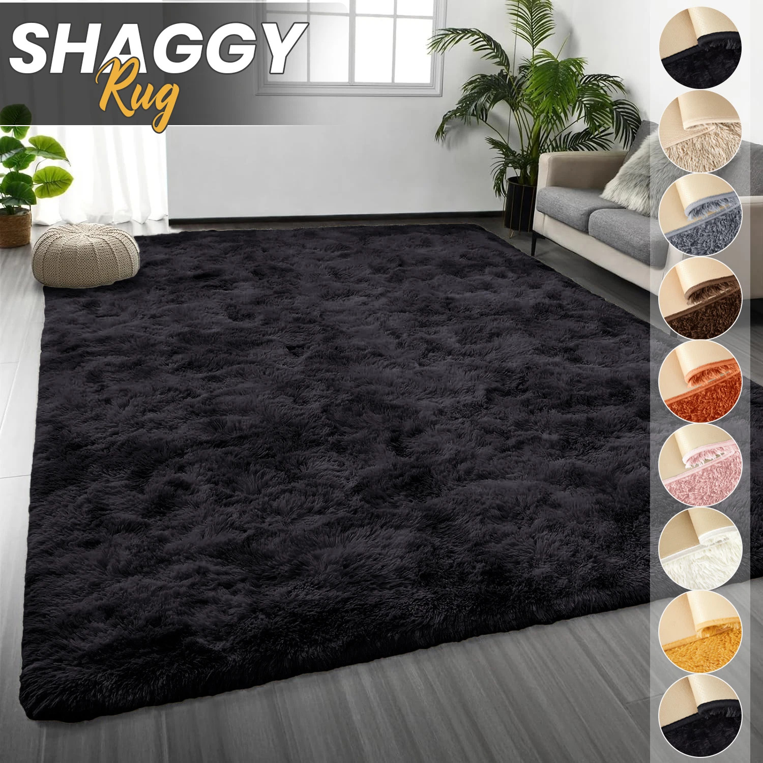 Indoor Shaggy Fluffy Area Rugs Ultra Soft Large Fluffy Floor Rug Mat for Bedroom