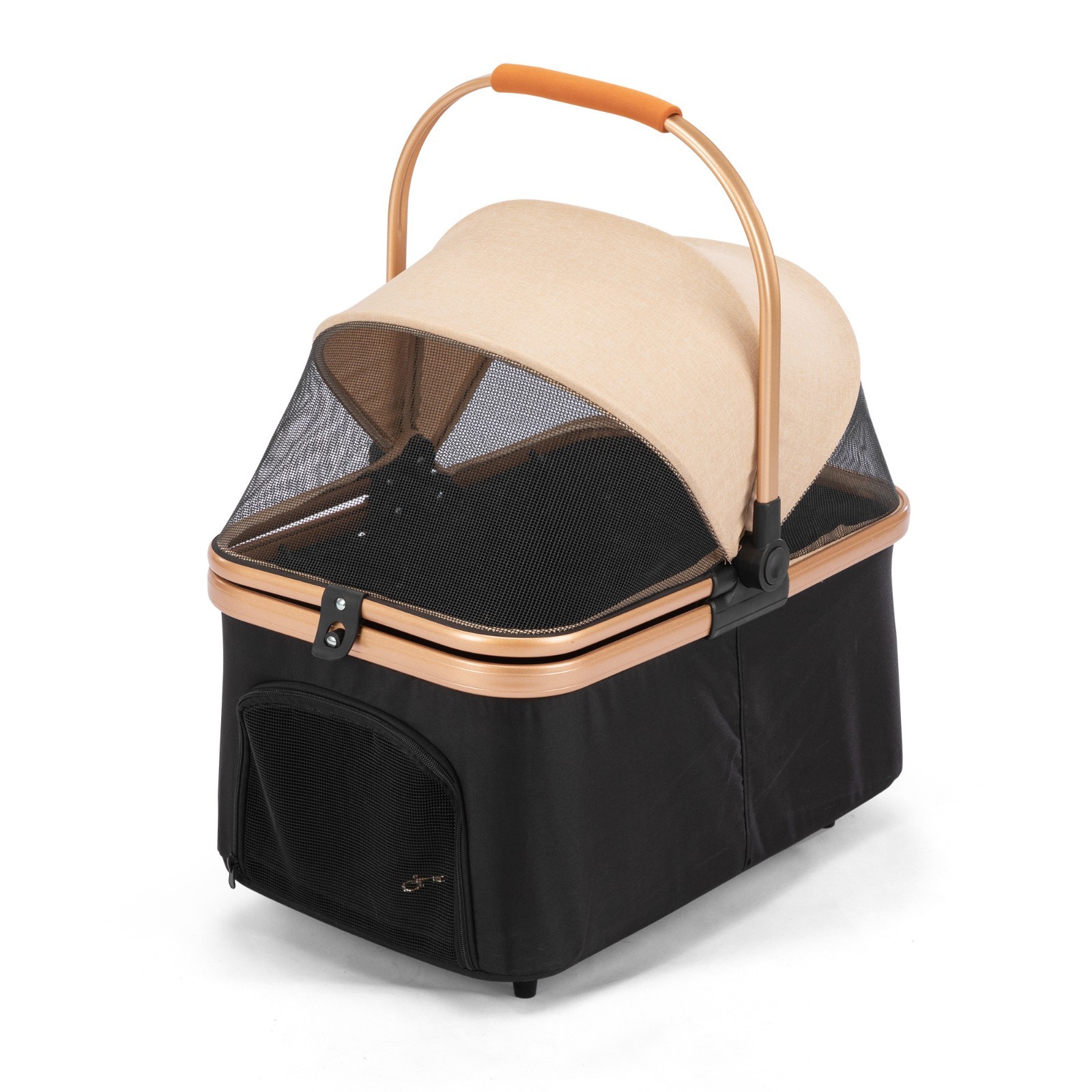 3-in-1 Foldable 4-Wheel Dog Pet Stroller Lightweight with Basket & Cup Holder