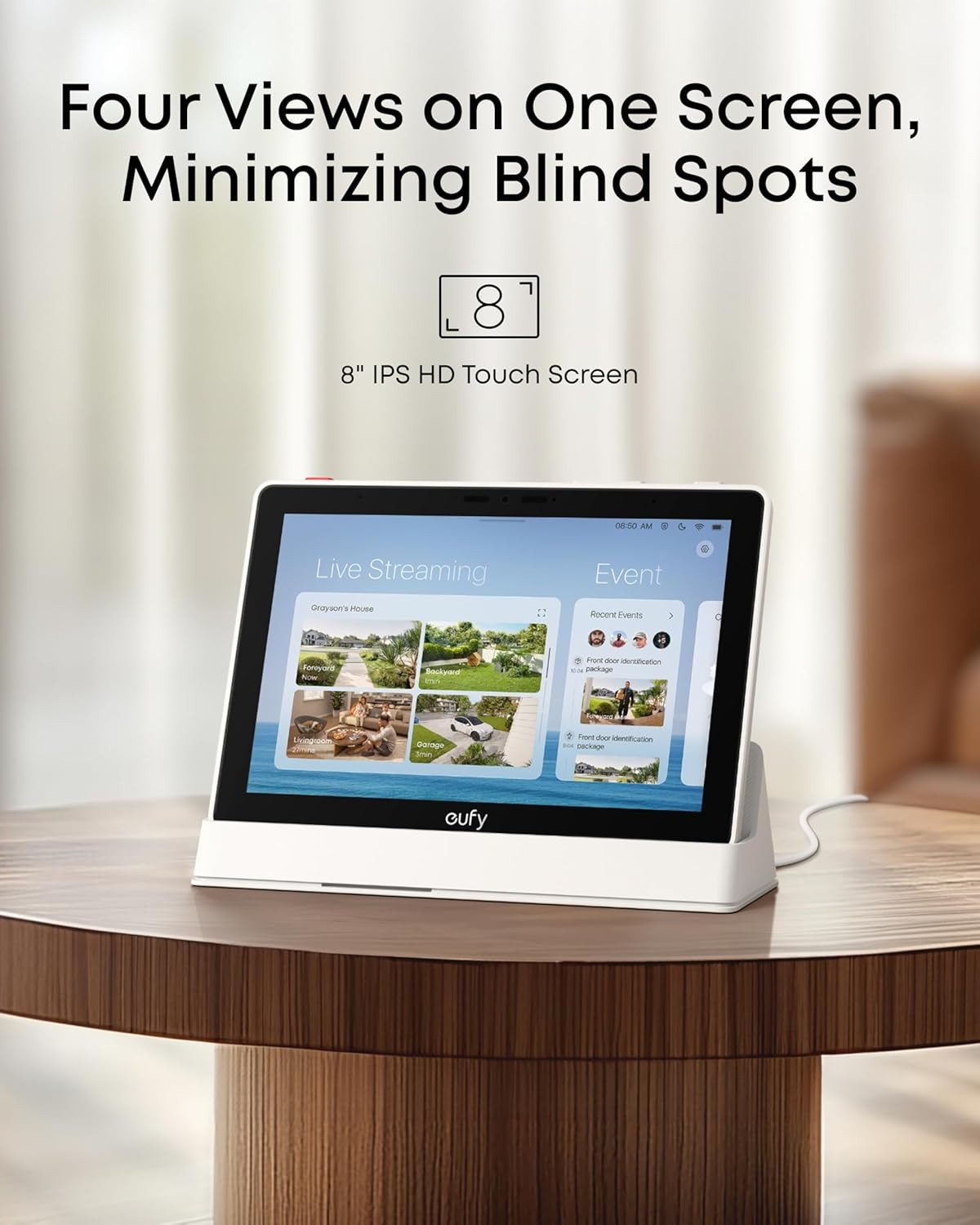 eufy Security eufy Smart Display E10, Smart Home Hub, 8" Control Panel Four View