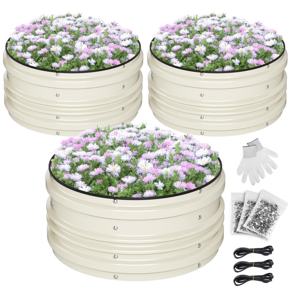 WORKPRO 3PC 2x2x1FT Galvanized Raised Garden Bed Set Rust & Corrosion Protection