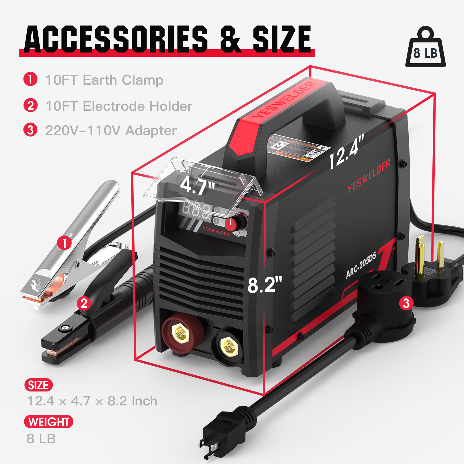 205A MMA ARC Welding Machine 110/220V Dual Volt IGBT Inverter Welder Machine