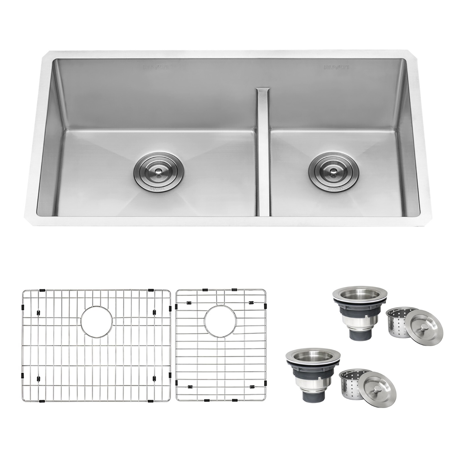 Ruvati 33" Undermount 60/40 Double Bowl 16Gauge SS Kitchen Sink- RVH7419