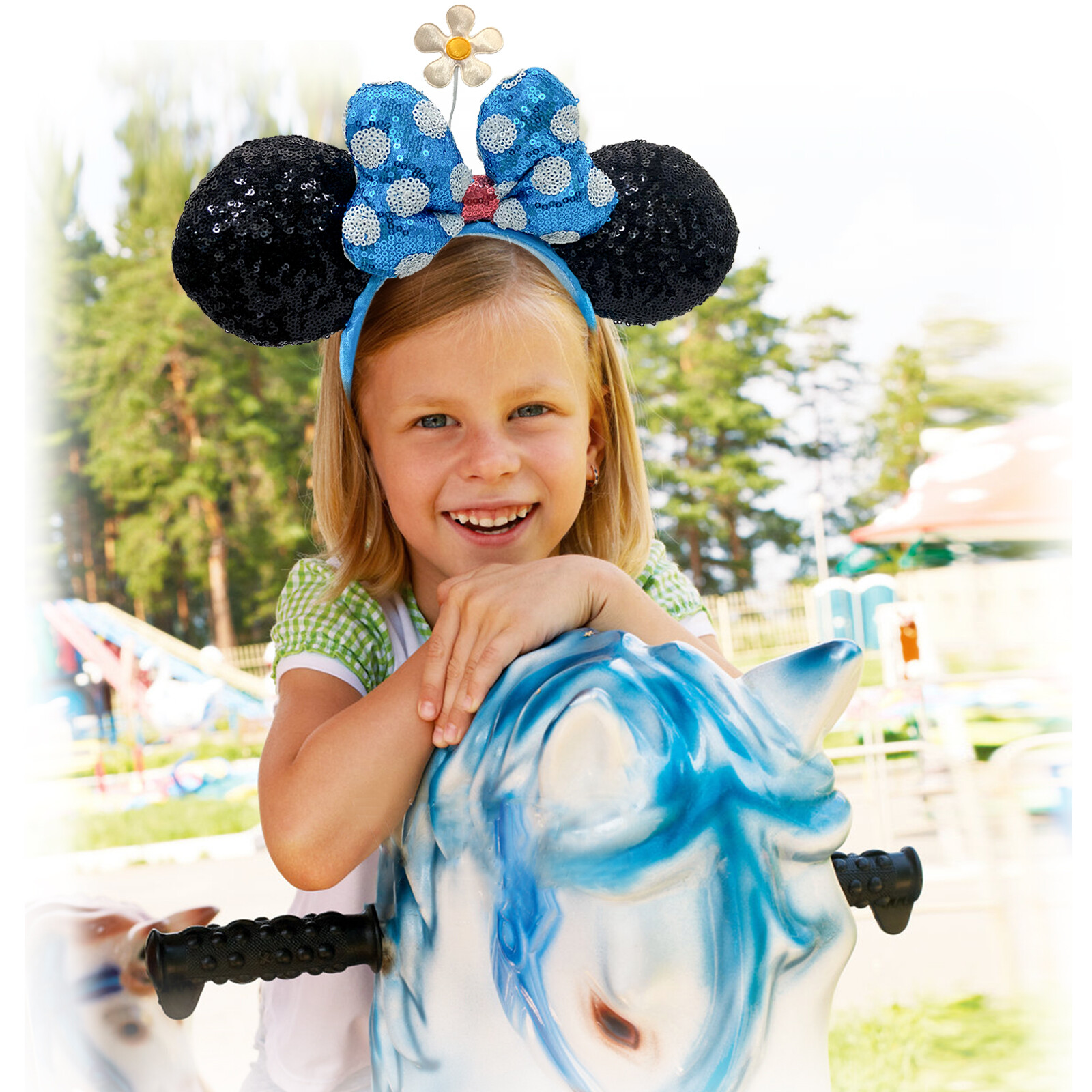 Timeless Flower Disney Parks Black Minnie Ears Hat Sequins Polka Dot Headband