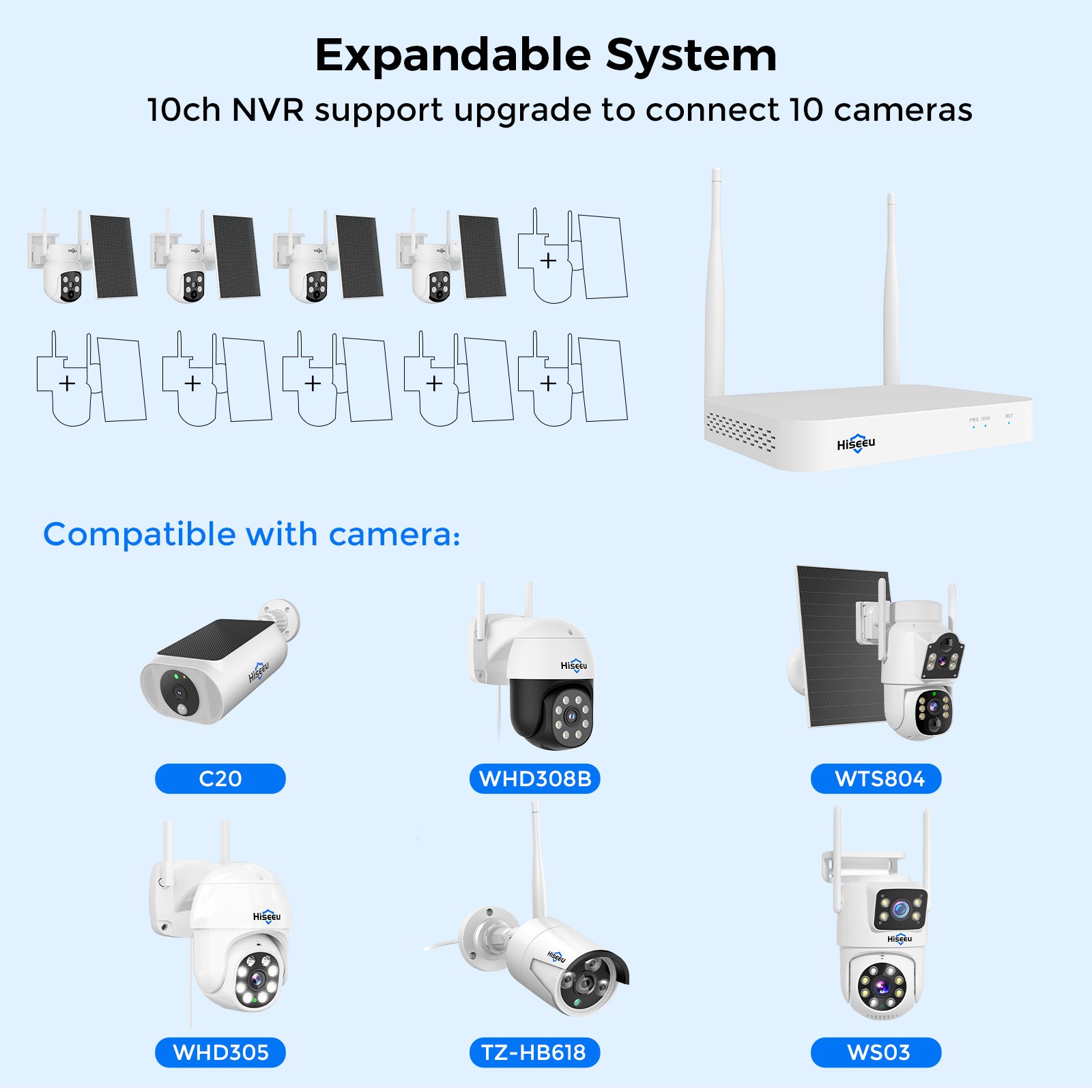 Hiseeu 10CH 4MP Outdoor IP CCTV Security Camera System Kit Night Vision 500G HDD