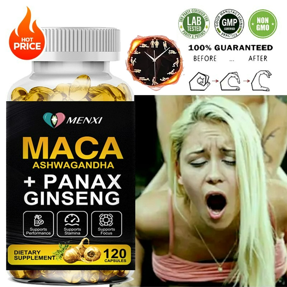 Maca Root + Panax Ginseng 11400mg, Peruvian Maca Extract for Men & Women 120 Cap
