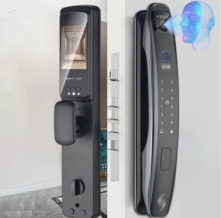 3D Face Smart Door Lock Security Camera with Fingerprint Password Keypad New
