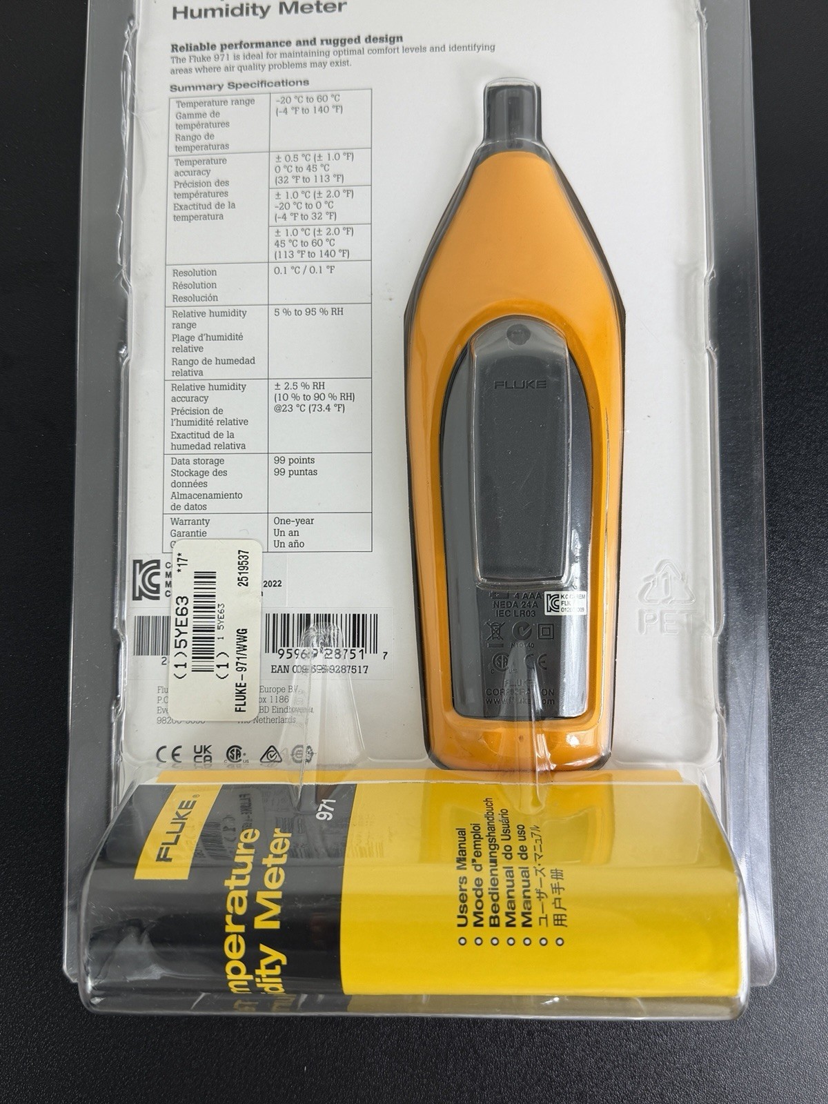 Fluke 971 Temperature Humidity Meter - Brand new - Same Day Shipping
