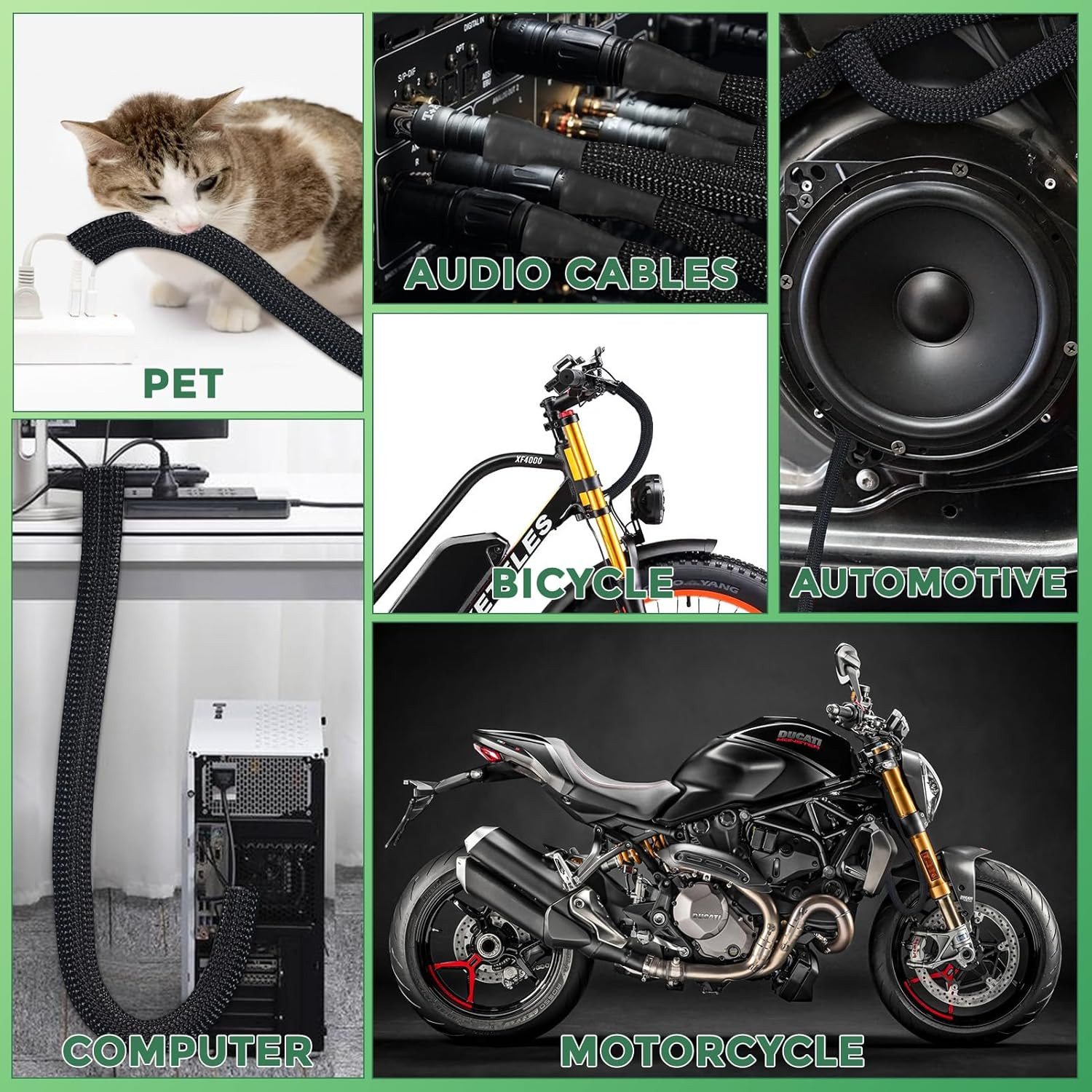 132 ft Expandable Braided Cable Sleeve Wire Loom PET Wiring Sleeving, Mesh Autom