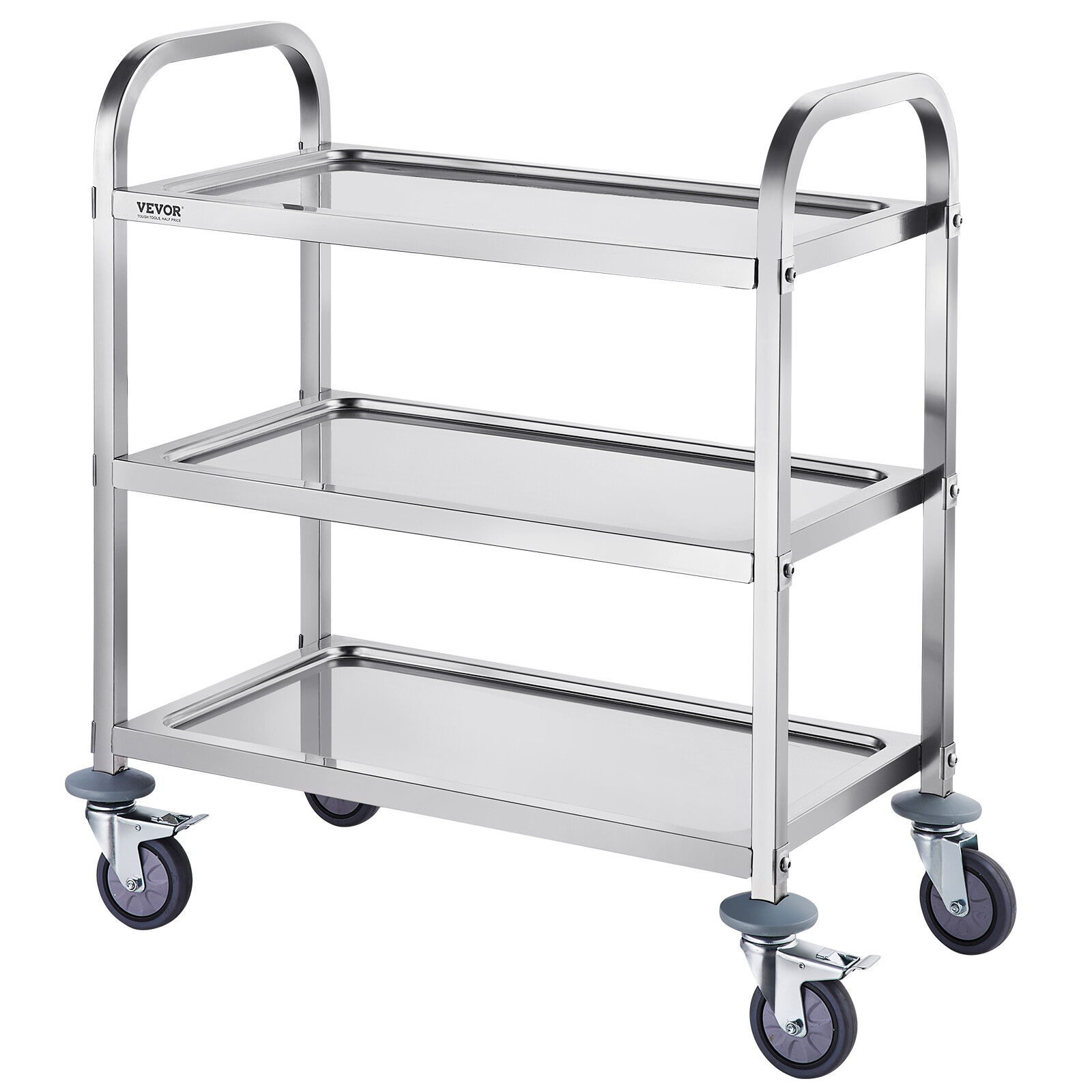 3-Tier Stainless Steel Medical Cart Mobile Trolley 400 lbs for Lab Clinic