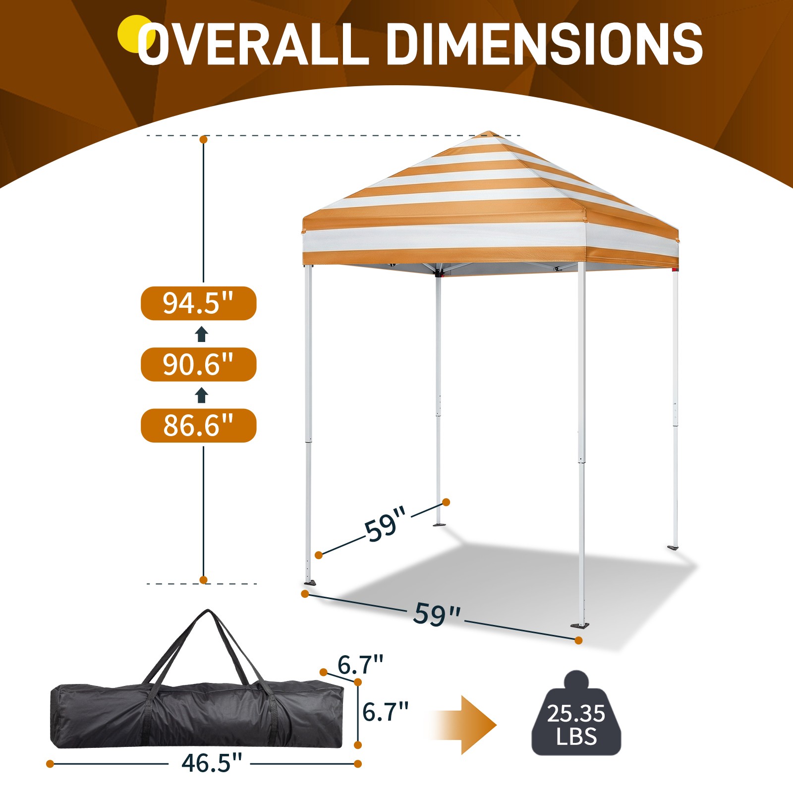 5x5ft Pop Up Canopy Tent, Outdoor Folding Canopy with Carry Bag,4 Sidewall